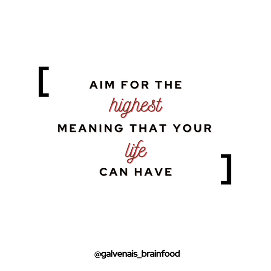 Aim for the highest meaning that your life can have quote galvenais brainfood